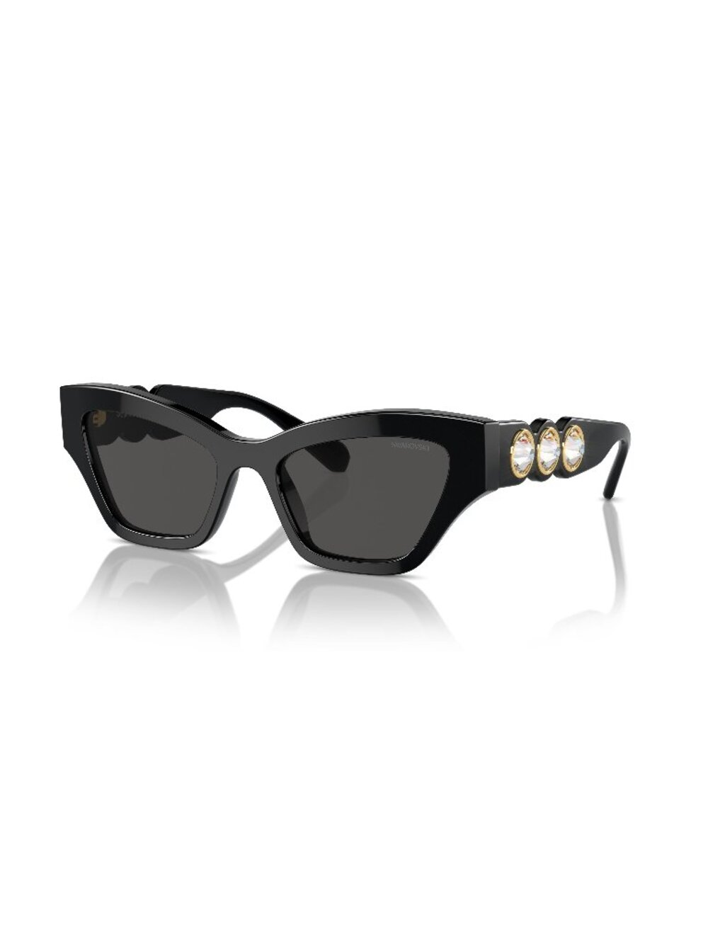 New Swarovski Women's Sunglasses Black Aviator Grey Lens Acetate Frame SK6021 53